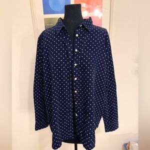 LOFT Women’s  Navy Blue Polka Dot Shirt